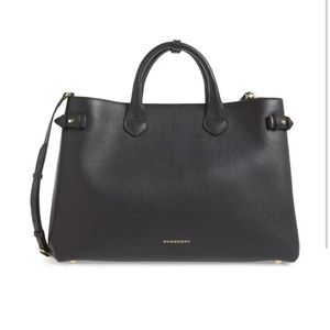 Authentic Burberry 'Large Banner' House Check Leather Tote